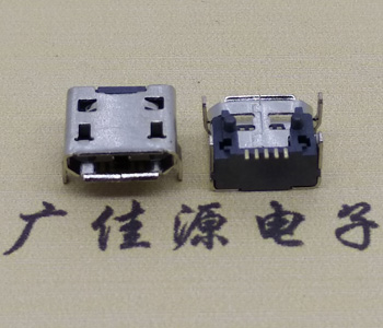 厂家直销MICRO USB 5PIN母座,加高1.5四脚插板喇叭口