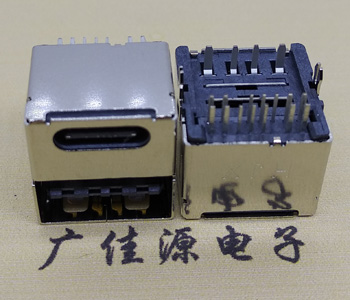 厂家直销大电流USB Type C14P叠加USB 2.0母座