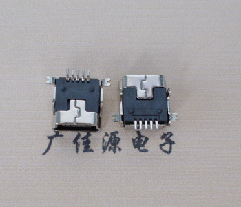 迷你Mini USB 5pin母座,短体前插后贴带柱