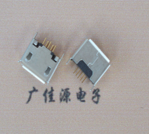 Micro usb立插180度 5p针加长2.0mm卷边雾锡