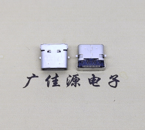 type c24p板上双壳连接器接口 DIP+SMT L=10.0脚长1.6母端